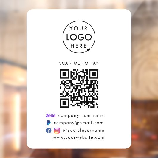 QRコード支払 | Zelle Paypal支払いビジネスロゴ ウィンドウサイン (シート2)