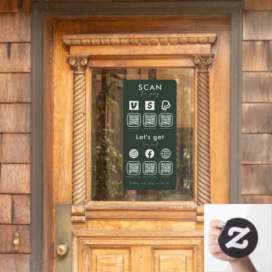 QRコード数々のスキャンしてソーシャルメディアにダークグリーンを支払う ウィンドウサイン (ホームデコレーション)