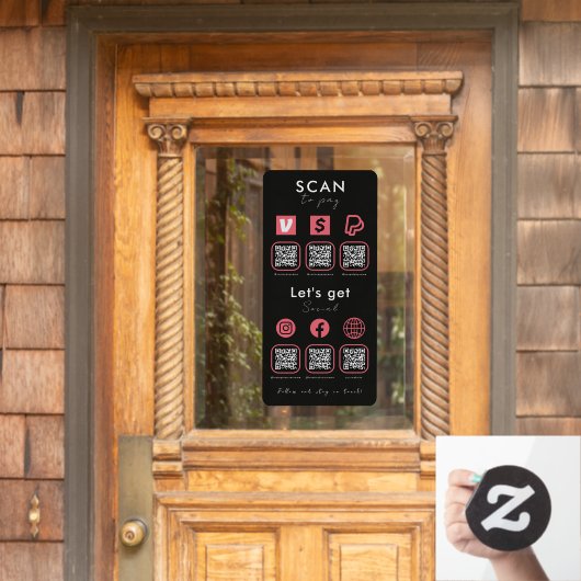 QRコード数々のスキャンしてソーシャルメディアのブラックピンクを支払う ウィンドウサイン (ホームデコレーション)