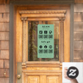 QRコード数々のスキャンしてソーシャルメディアのミントグリーンを支払う ウィンドウサイン (ホームデコレーション)