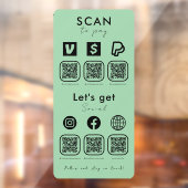 QRコード数々のスキャンしてソーシャルメディアのミントグリーンを支払う ウィンドウサイン (シート2)