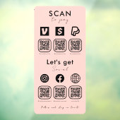 QRコード数々のスキャンしてソーシャルメディアの赤面ピンク ウィンドウサイン (シート3)