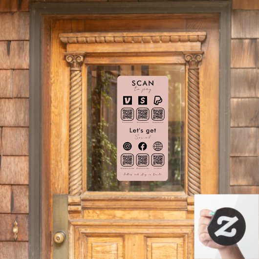 QRコード数々のスキャンしてソーシャルメディアの赤面ピンク ウィンドウサイン (ホームデコレーション)