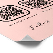 QRコード数々のスキャンしてソーシャルメディアの赤面ピンク ポスター (角)