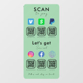 QRコード数々のソーシャルメディアはミントグリーンを支払うためにスキャン ウィンドウサイン (シート)