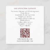 QRコード整備士自動修理保守鋼 スクエア名刺 (裏面)