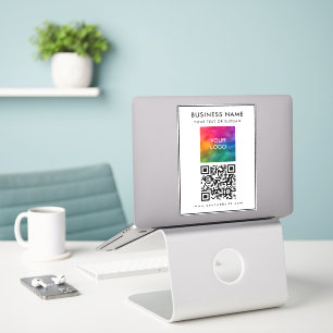 QRコード文字の追加ビジネスロゴをここにアップロードカスタムする シール