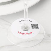 QRコード文字カスタムとカラーワイングラスラベル ワイングラスタグ (クローズアップ)