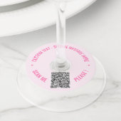 QRコード文字カスタムワイングラスラベルテンプレート ワイングラスタグ (クローズアップ)