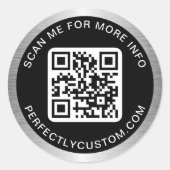 QRコード文字シルバーグレー縁どグラデーション黒 ラウンドシール (正面)