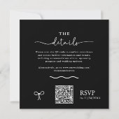 QRコード日付の保存白黒曲線弓 ノートカード (裏面)