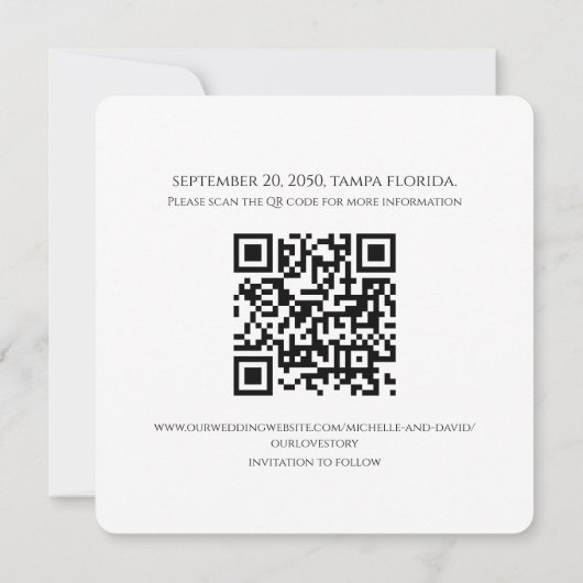 QRコード日付写真ミニマルモダンリスト セーブザデート (裏面)