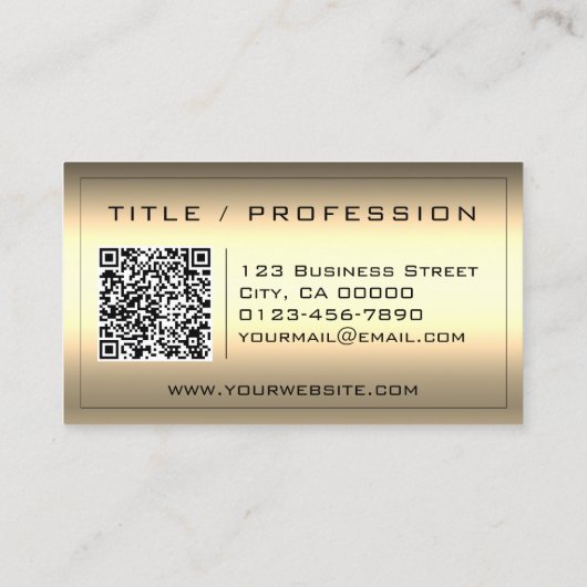 QRコード暗いスタイリッシュ金ゴールド色のグラデーションのクラス 名刺 (裏面)