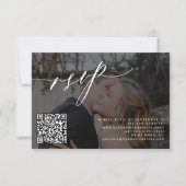 QRコード書モダン道写真結婚の 出欠カード (正面)