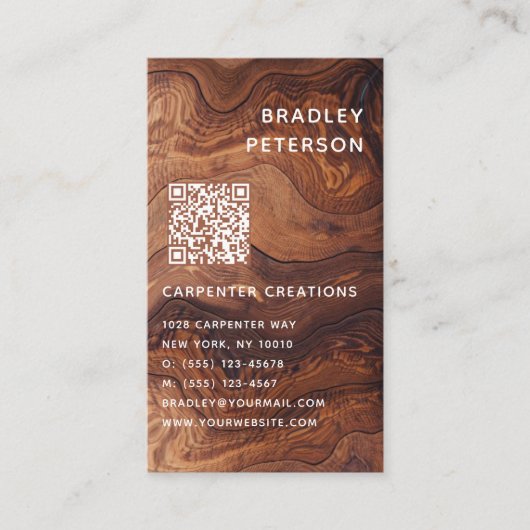 QRコード木工モダン業建築 名刺 (正面)