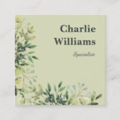 QRコード植物枠離れボホ スクエア名刺 (正面)