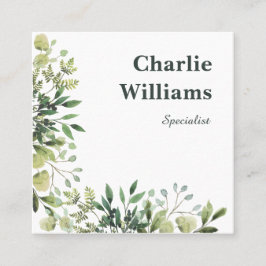 QRコード植物枠離れ白 スクエア名刺