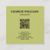 QRコード植物枠離れ黒 スクエア名刺 (裏面)