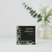 QRコード植物枠離れ黒 スクエア名刺 (スタンド正面)