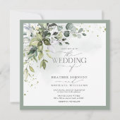 QRコード植物緑フローラ水色 招待状 (正面)