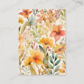 qrコード水彩ピンクオレンジワイルドフラワー結婚ズ エンクロージャーカード (裏面)