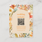 qrコード水彩ピンクオレンジワイルドフラワー結婚ズ エンクロージャーカード (正面)