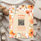 qrコード水彩ピンクオレンジワイルドフラワー結婚ズ エンクロージャーカード
