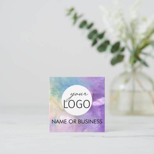 QRコード水彩プロフェッショナルロゴ正方形 スクエア名刺 (スタンド正面)