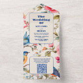 QRコード水彩鳥牡丹チノワセリーガーデン オールインワン招待状 (内側)