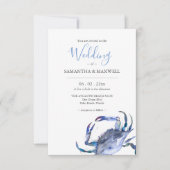 QRコード水色カニ付き結婚式招待状 招待状 (正面)