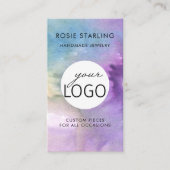 QRコード水色ジュエリーロゴ縦線 名刺 (正面)