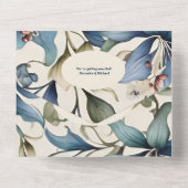 QRコード水色フローラウィリアム・モリス結婚ズ オールインワン招待状 (裏面)