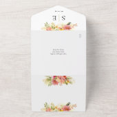 QRコード水色フローラモノグラム結婚ズ オールインワン招待状 (外側)