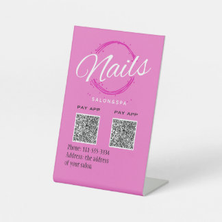 QRコード決済モダンミニマルネイルサロン 台座サイン