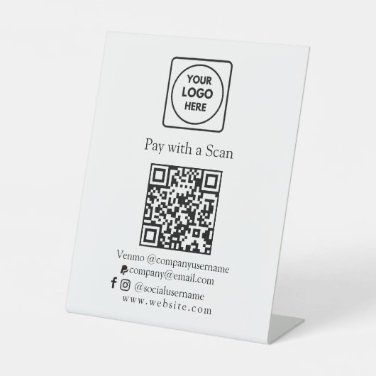 QRコード決済 | カスタムVenmo PayPalロゴデザイン 台座サイン (正面)