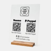 QRコード決済 | Venmo & PayPal デジタル決済サイン アクリルサイン (傾斜)