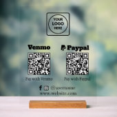 QRコード決済 | Venmo & PayPal デジタル決済サイン アクリルサイン (ニュートラル)