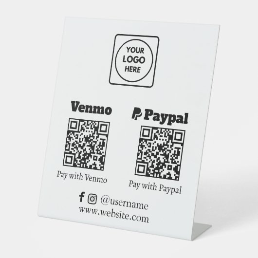 QRコード決済 | Venmo PayPal ロゴ カスタム スキャン 台座サイン (正面)