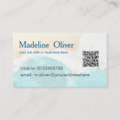QRコード沿岸海ビーチモダン水色 名刺 (裏面)