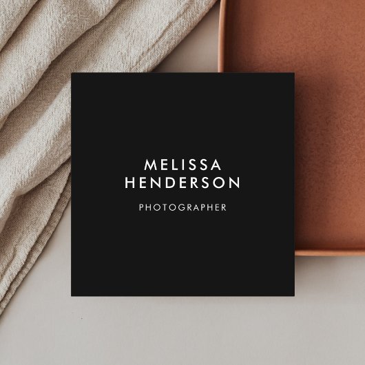 QRコード洗練された黒ミニマル色 スクエア名刺