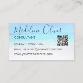 QRコード海ビーチシートラベルアクアブルースタイリッシュ 名刺 (裏面)