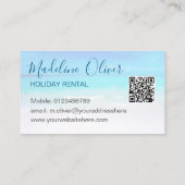 QRコード海ビーチホリデーレンタルブルースタイリッシュ 名刺 (裏面)