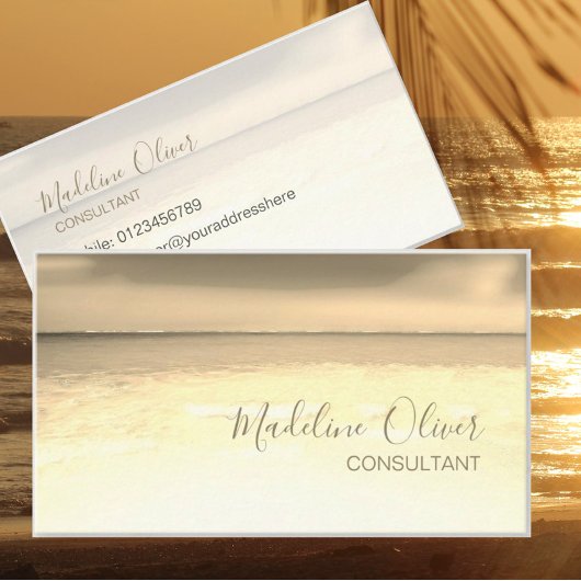 QRコード海ビーチ海旅ヴィンテージ写真 名刺