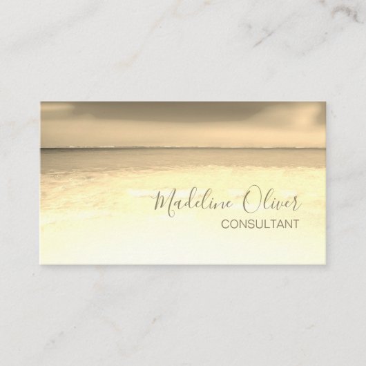 QRコード海ビーチ海旅ヴィンテージ写真 名刺 (正面)