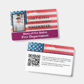 Qrコード消防士の従業員写真名IDカード バッジ (表裏)