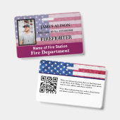 Qrコード消防士の従業員写真名IDカードB バッジ (Front & Back)