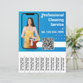 QRコード清掃サービスフライヤーの切り取りストリップ (スタンド正面)