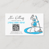 QRコード清掃サービスブルーメイドフォト 名刺 (正面)