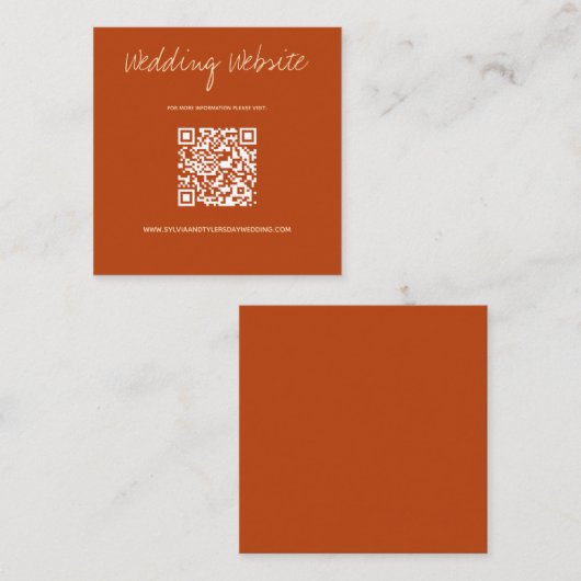 QRコード燃えたオレンジ結婚のウェブサイト エンクロージャーカード (正面/裏面)
