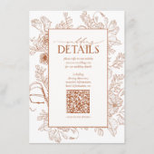 QRコード燃えたオレンジ色のフローラ結婚の詳細 エンクロージャーカード (正面)